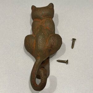 Vintage cat shaped cast iron door knocker brown screws included